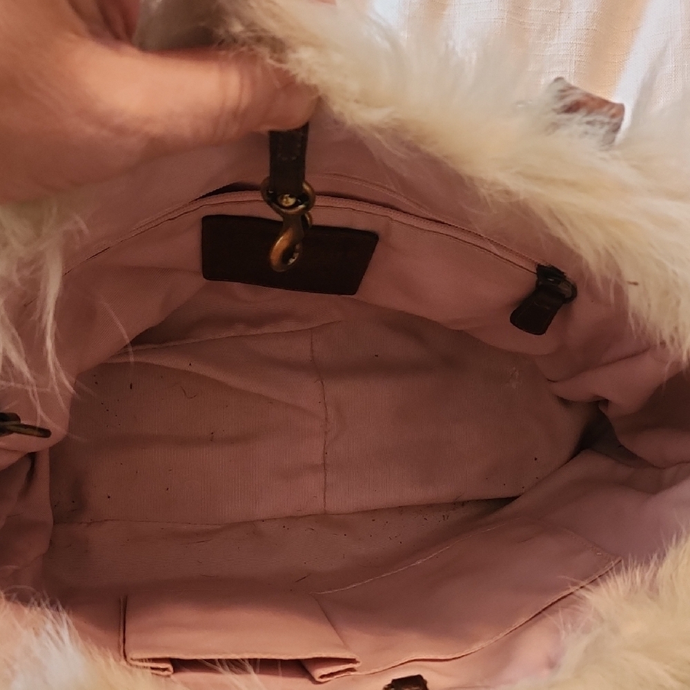 Coach Brown Leather Shoulder Bag with Faux Fur - Picture 8 of 8